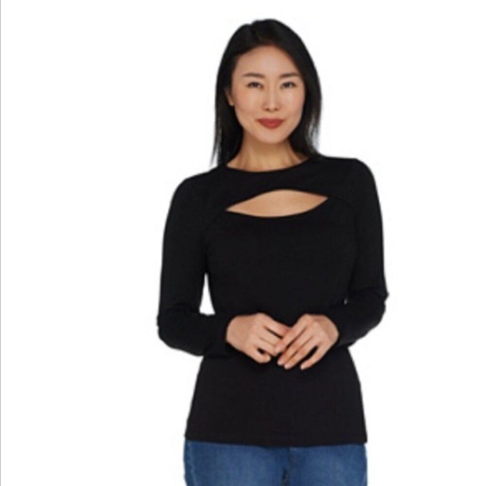 New G.I.L.I. Long Sleeve Open Keyhole Top | Size 1X